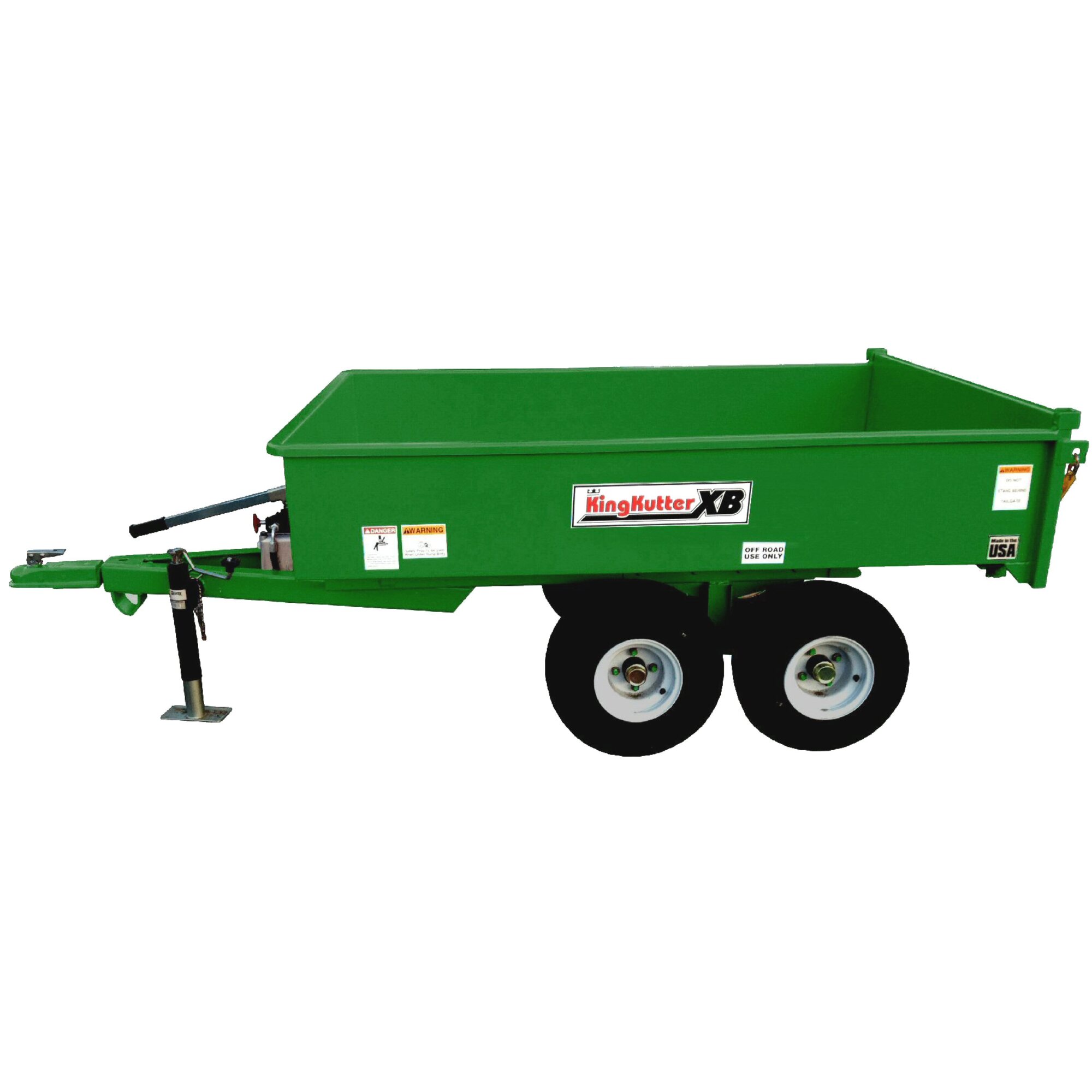King Kutter 1.5 Ton XB Dump Trailer, 2-way rear dump, double action pump, walking beam tandem axle, 1.5T-DT-XB-BK
